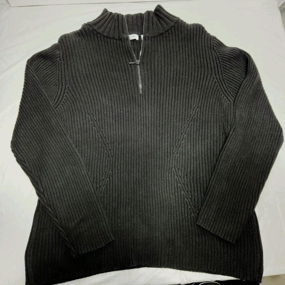 Liz & Co Womens Mock Neck Pullover Sweater 1/4 Zip Size‎ 3X Black